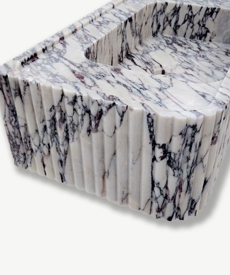 Calacatta Viola Fluted Trough Sink (Backsplash) - Image 2