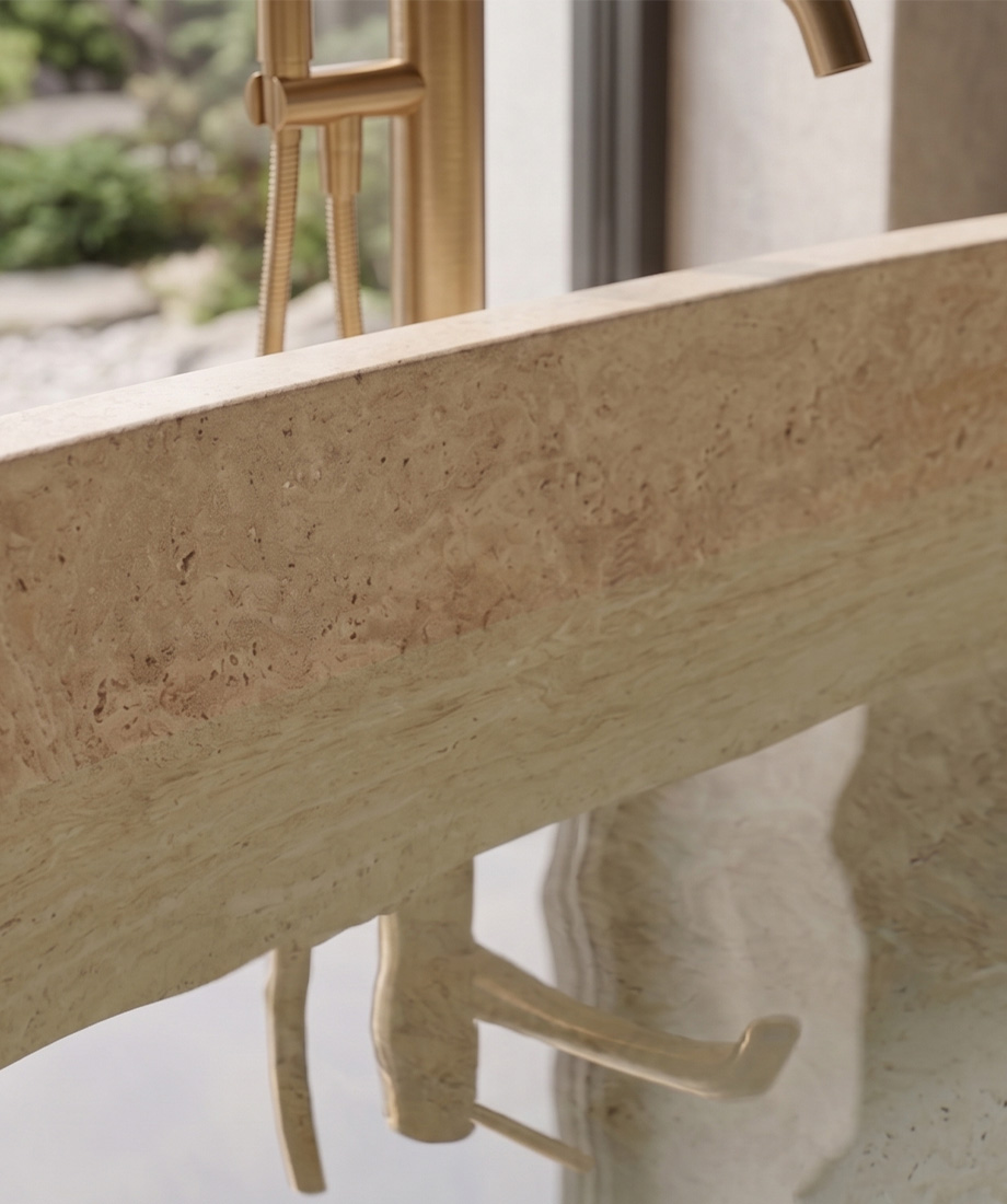 Travertine Freestanding Bathtub - Görsel 2