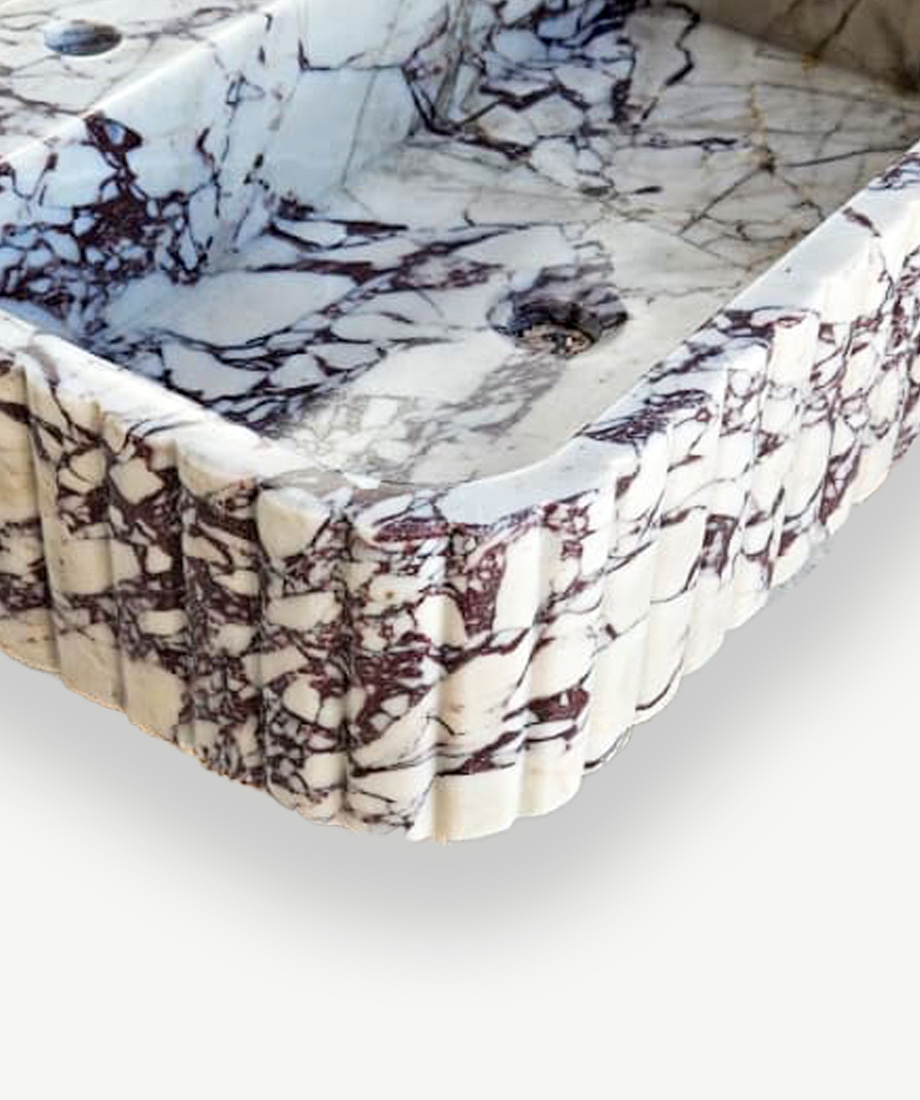 Calacatta Viola Fluted Trough Sink - Görsel 2