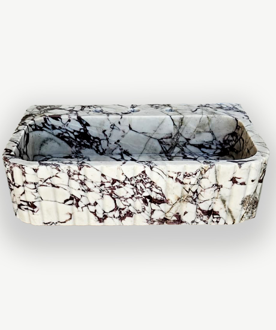 Calacatta Viola Fluted Trough Sink - Görsel 3