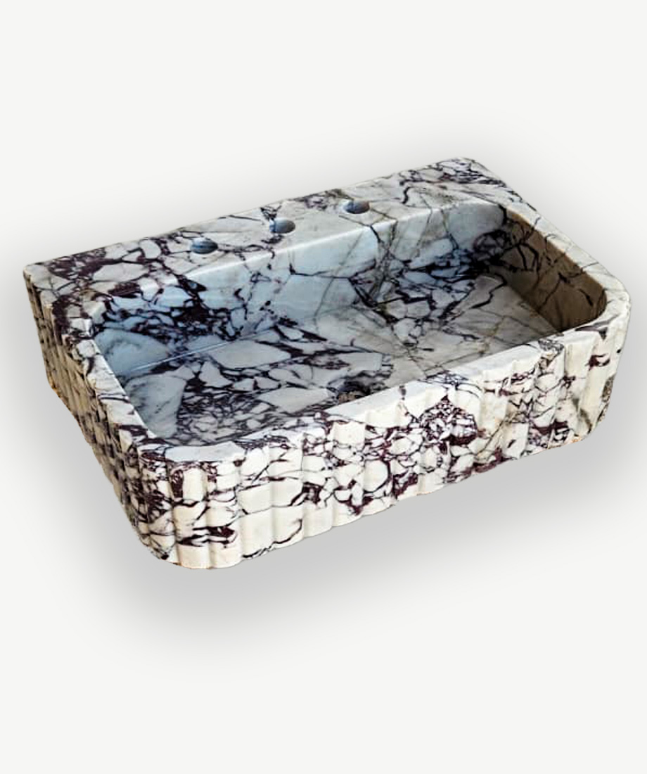 Calacatta Viola Fluted Trough Sink - Görsel 4