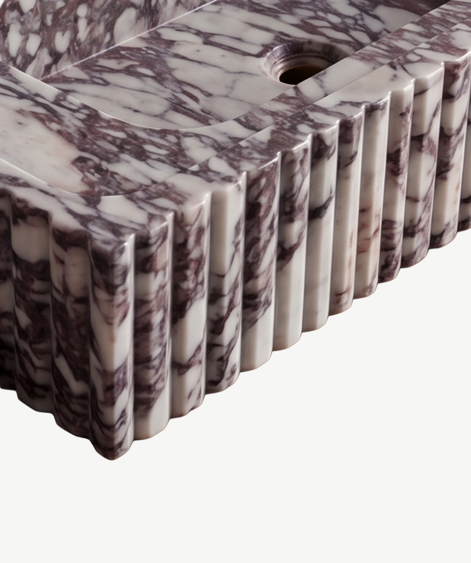 Violet Marble Fluted Trough Sink (Arch Back) - Görsel 2