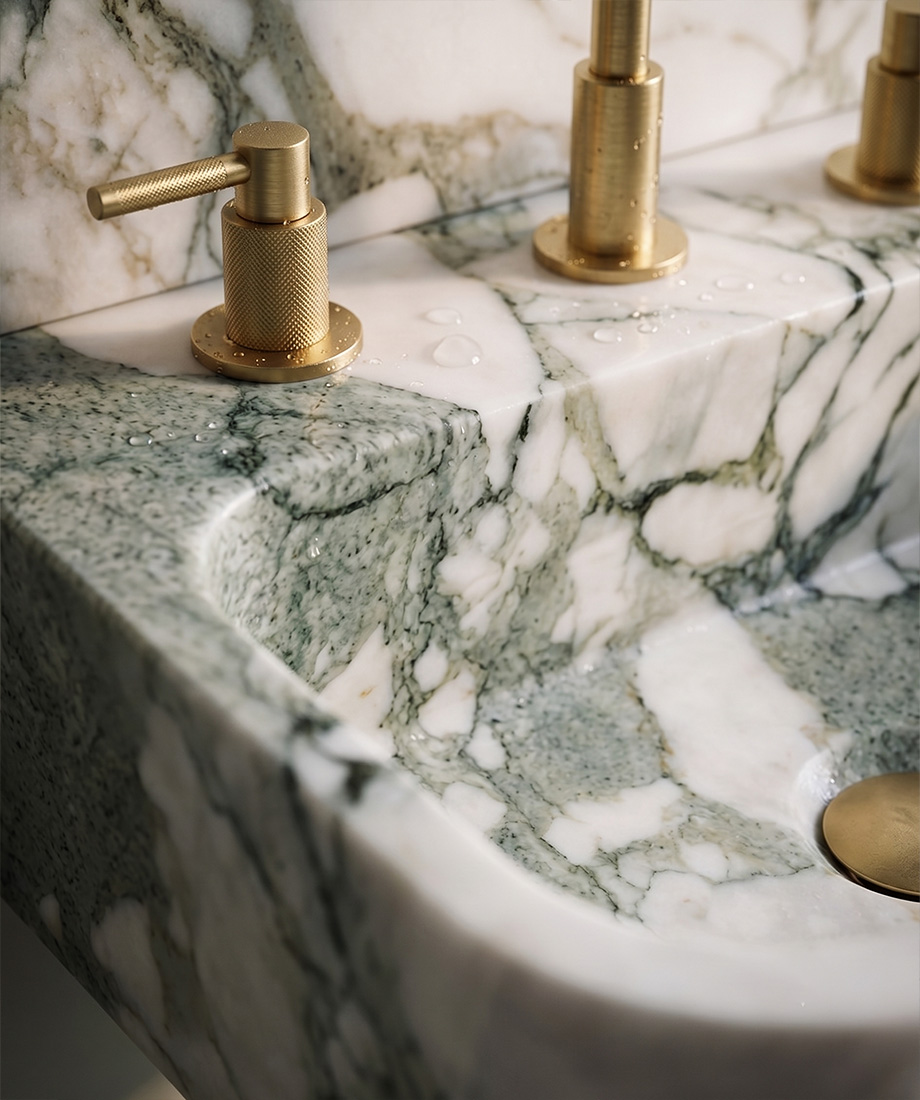 Green Veined Fluted Trough Sink - Görsel 2