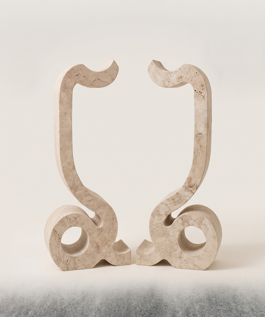 Travertine Sculptural Bookend Set - Image 4