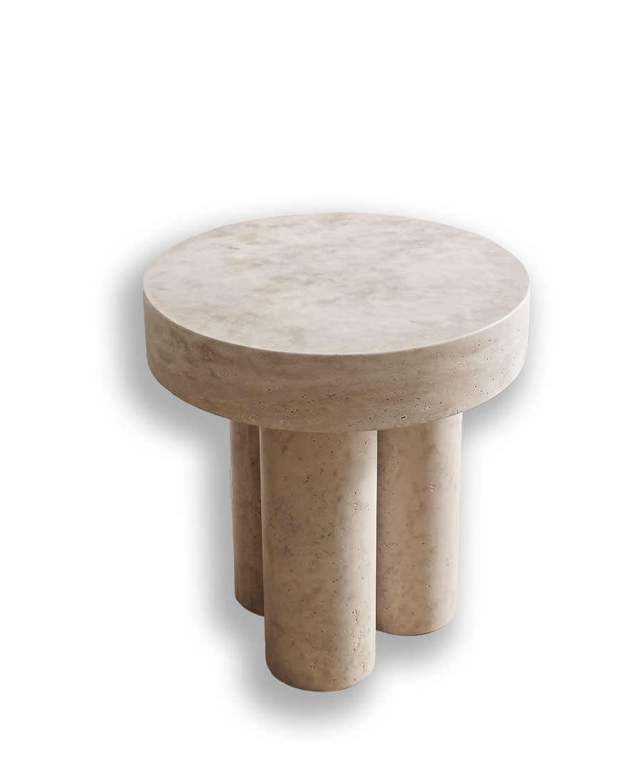 Travertine 3-Leg Side Table - Görsel 3