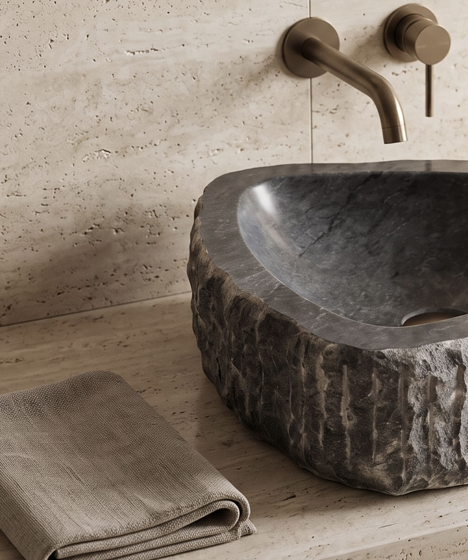 Black Freeform Natural Edge Wash Basin - Image 2