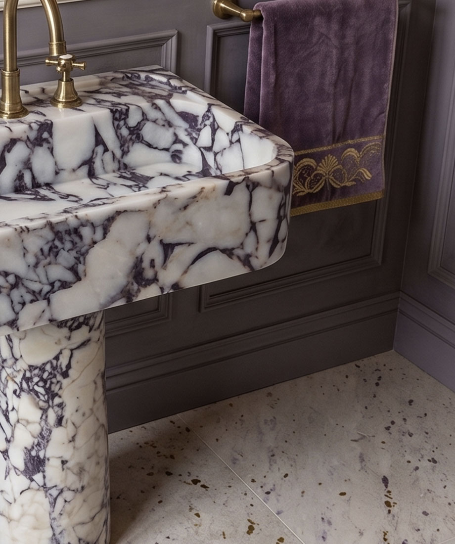 Calacatta Viola Fluted Trough Sink - Image 2