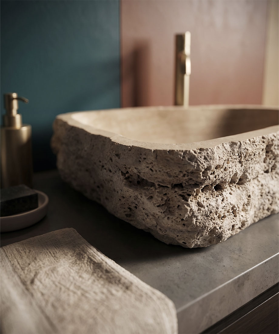 Travertine Freeform Natural Edge Basin - Image 2