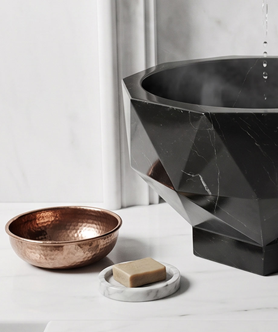 Black Faceted Wash Basin - Görsel 2