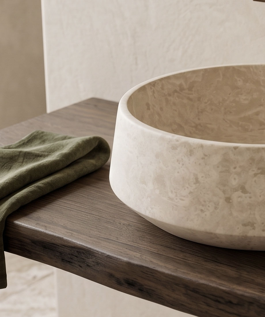 Travertine Round Wash Basin - Image 2