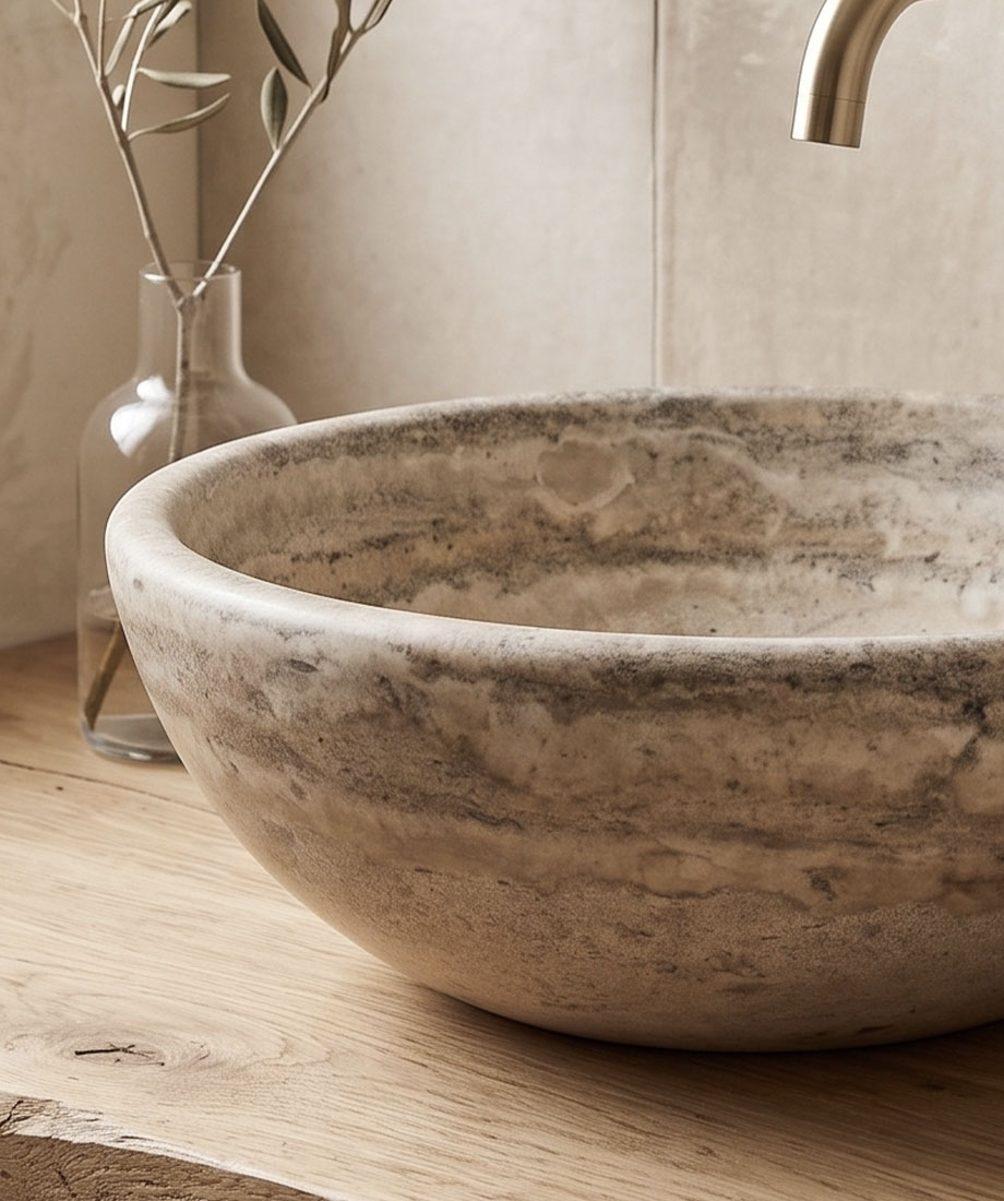 Silver Travertine Wash Basin - Görsel 2