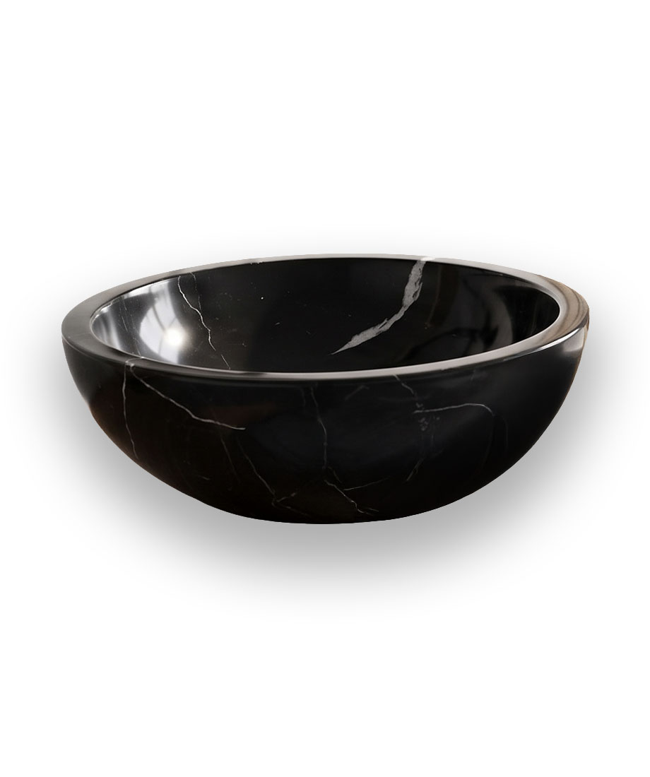 Black Marble Round Wash Basin - Image 3