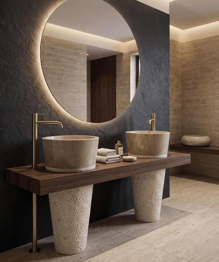 Travertine Round Wash Basin - Image 2